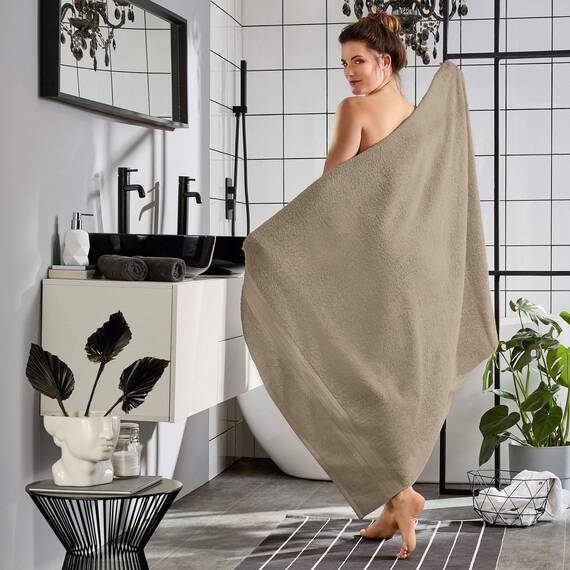 REDBEST Badetuch Chicago Taupe Größe 100x150 cm - saugstark, strapazierfähig, ideal für Reisen, Sport (weitere Farben)