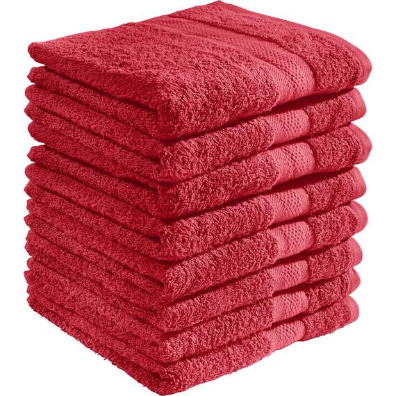 REDBEST Duschtuchset, Frottierset 8er-Pack Chicago rot Größe 70x140 cm - saugstark, strapazierfähig, ideal für Reisen, Sport (weitere Farben)