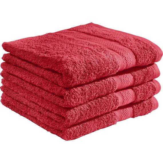 REDBEST Duschtuchset, Frottierset 4er-Pack Chicago rot Größe 70x140 cm - saugstark, strapazierfähig, ideal für Reisen, Sport (weitere Farben)