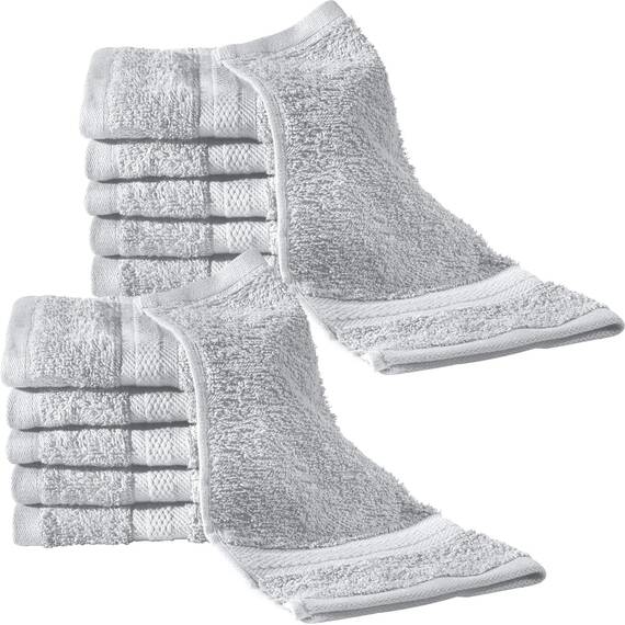 REDBEST Seiftuch 12er-Pack Chicago Silber Größe 30x30 cm - saugstark, strapazierfähig, ideal für Reisen, Sport (weitere Farben)