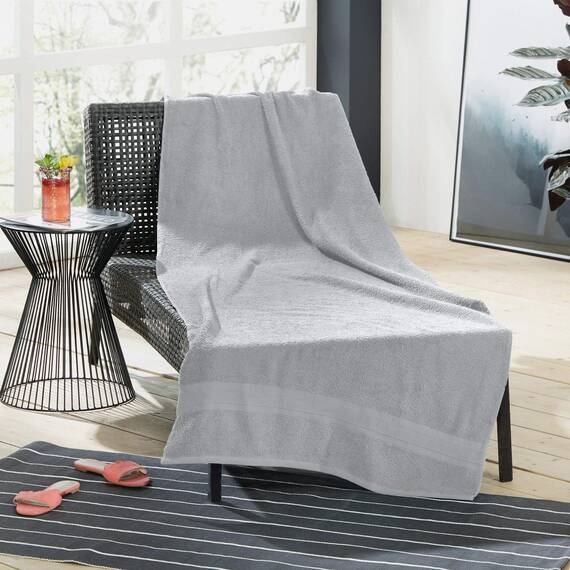 REDBEST Liegetuch Chicago Silber Größe 80x200 cm - saugstark, strapazierfähig, ideal für Reisen, Sport (weitere Farben)