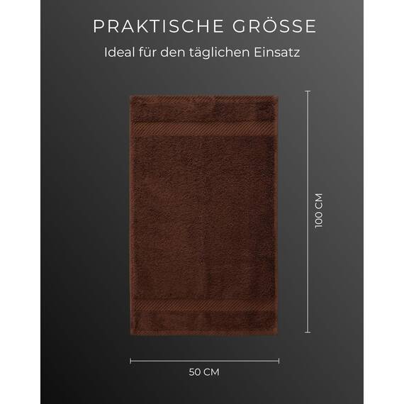 Luckytowel Handtücher Set 50x100 cm – Oeko-TEX Handtuch-Set aus 100% Baumwolle mit 600 g/m² – Frottiertücher mit Aufhängeschlaufe – flauschig & saugstark – Frottee Handtuchset – 8er Pack Braun