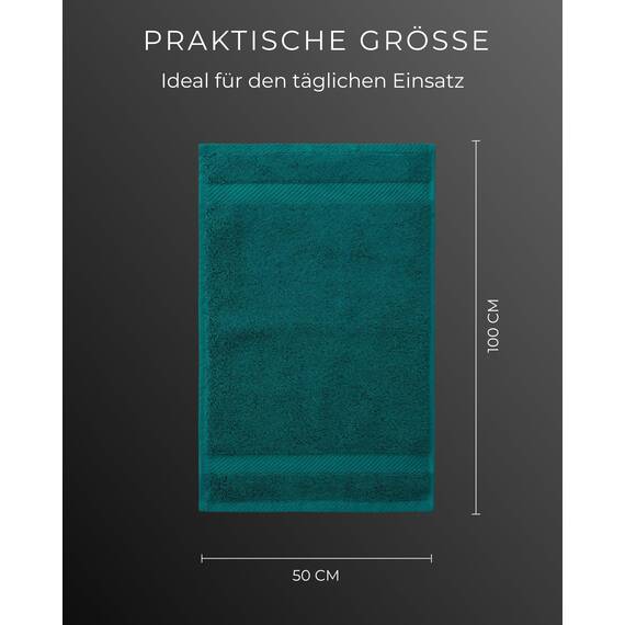 Luckytowel Handtücher Set 50x100 cm – Oeko-TEX Handtuch-Set aus 100% Baumwolle mit 600 g/m² – Frottiertücher mit Aufhängeschlaufe – flauschig & saugstark – Frottee Handtuchset – 8er Pack Petrol