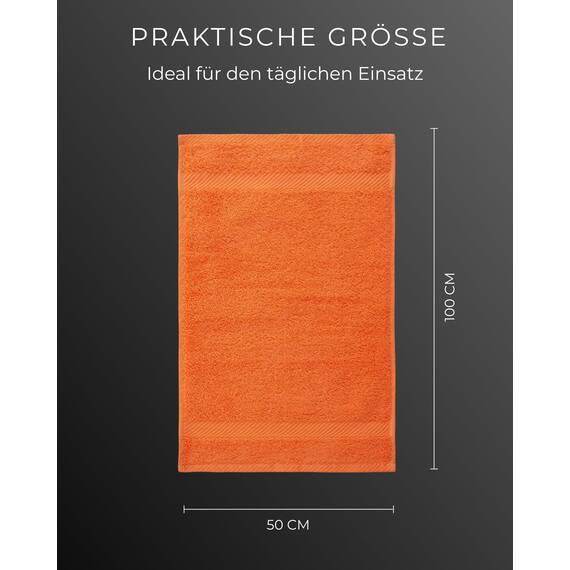 Luckytowel Handtücher Set 50x100 cm – Oeko-TEX Handtuch-Set aus 100% Baumwolle mit 600 g/m² – Frottiertücher mit Aufhängeschlaufe – flauschig & saugstark – Frottee Handtuchset – 8er Pack Orange