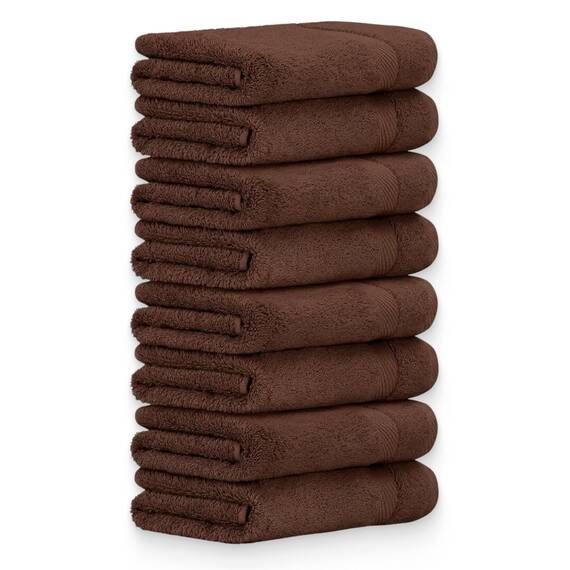 Luckytowel Handtücher Set 50x100 cm – Oeko-TEX Handtuch-Set aus 100% Baumwolle mit 600 g/m² – Frottiertücher mit Aufhängeschlaufe – flauschig & saugstark – Frottee Handtuchset – 8er Pack Braun