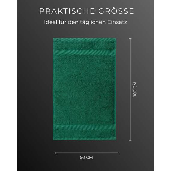 Luckytowel Handtücher Set 50x100 cm – Oeko-TEX Handtuch-Set aus 100% Baumwolle mit 600 g/m² – Frottiertücher mit Aufhängeschlaufe – flauschig & saugstark – Frottee Handtuchset – 8er Pack Grün