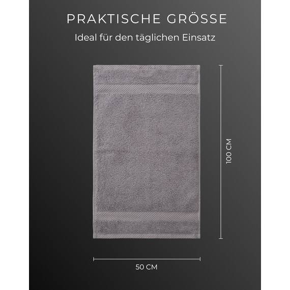Luckytowel Handtücher Set 50x100 cm – Oeko-TEX Handtuch-Set aus 100% Baumwolle mit 600 g/m² – Frottiertücher mit Aufhängeschlaufe – flauschig & saugstark – Frottee Handtuchset – 8er Pack Grau