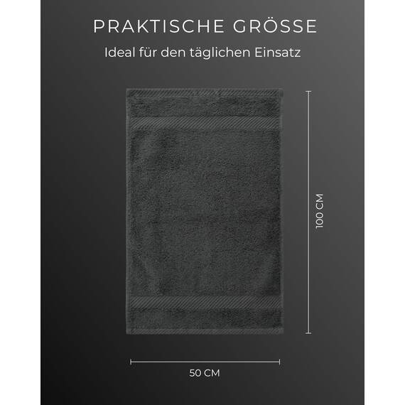 Luckytowel Handtücher Set 50x100 cm – Oeko-TEX Handtuch-Set aus 100% Baumwolle mit 600 g/m² – Frottiertücher mit Aufhängeschlaufe – flauschig & saugstark – Frottee Handtuchset – 8er Pack Anthrazit