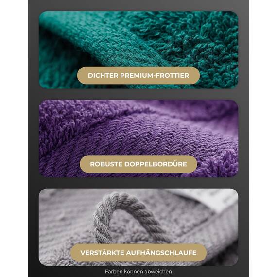 Luckytowel Handtücher Set 50x100 cm – Oeko-TEX Handtuch-Set aus 100% Baumwolle mit 600 g/m² – Frottiertücher mit Aufhängeschlaufe – flauschig & saugstark – Frottee Handtuchset – 8er Pack Lila