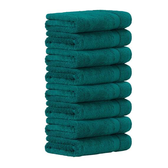 Luckytowel Handtücher Set 50x100 cm – Oeko-TEX Handtuch-Set aus 100% Baumwolle mit 600 g/m² – Frottiertücher mit Aufhängeschlaufe – flauschig & saugstark – Frottee Handtuchset – 8er Pack Petrol
