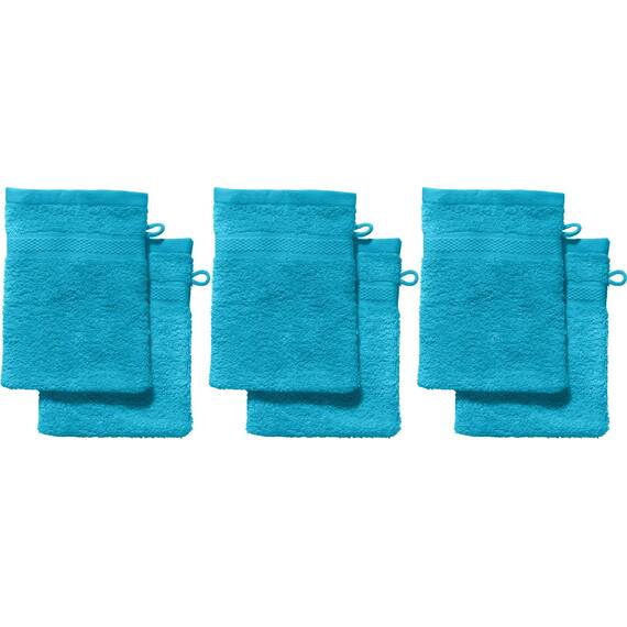 REDBEST Waschhandschuhe, Waschlappen 6er-Pack Chicago türkis Größe 15x21 cm - saugstark, strapazierfähig, ideal für Reisen, Sport (weitere Farben)