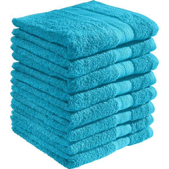 REDBEST Duschtuchset, Frottierset 8er-Pack Chicago türkis Größe 70x140 cm - saugstark, strapazierfähig, ideal für Reisen, Sport (weitere Farben)