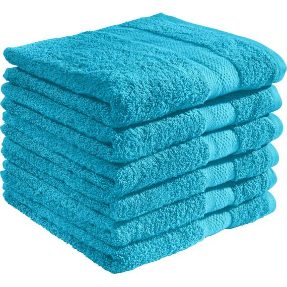 REDBEST Handtuchset, Frottierset 6er-Pack Chicago türkis Größe 50x80 cm - saugstark, strapazierfähig, ideal für Reisen, Sport (weitere Farben)