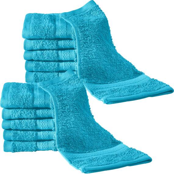 REDBEST Seiftuch 12er-Pack Chicago türkis Größe 30x30 cm - saugstark, strapazierfähig, ideal für Reisen, Sport (weitere Farben)