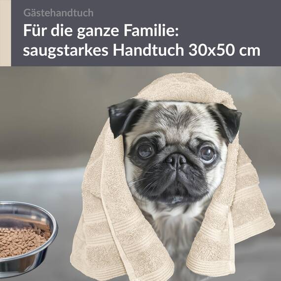 Lashuma Baumwoll Handtuch 30x50 cm in Natur, London Flauschiges Handtuch für das Gesicht, Kinder und Gäste