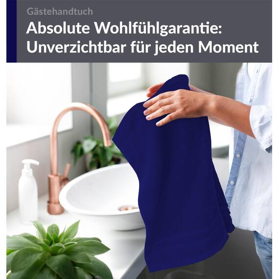 Lashuma Gästehandtuch Blau - Marine, London kleines Handtuch WC Händehandtuch 30x50 cm