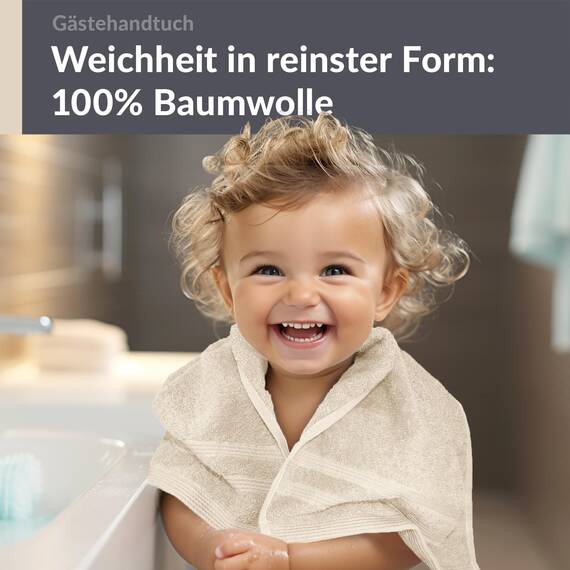 Lashuma Baumwoll Handtuch 30x50 cm in Natur, London Flauschiges Handtuch für das Gesicht, Kinder und Gäste