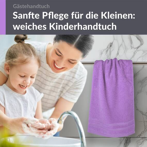 Lashuma Gästehandtuch 30x50 cm, London Flauschiges Handtuch fürs Gäste WC Lila - Flieder