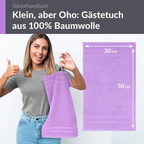 Lashuma Gästehandtuch 30x50 cm, London Flauschiges Handtuch fürs Gäste WC Lila - Flieder