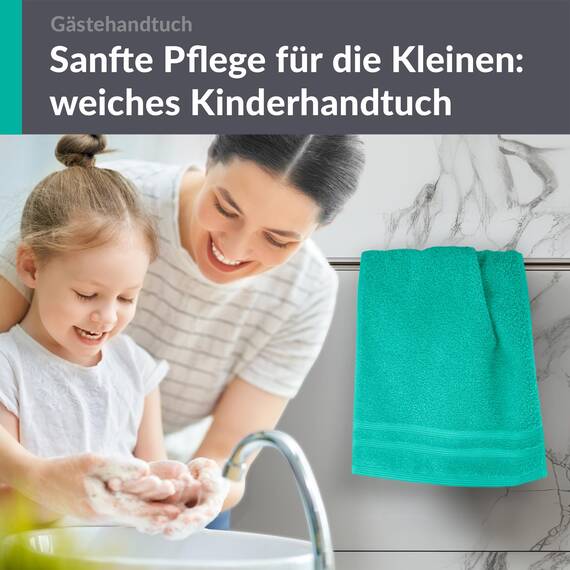 Lashuma Mini Handtuch 30x50 cm in Meeres Türkis, London Perfekt als Kinderhandtuch oder Gästehandtuch, Hochwertiges Frottee