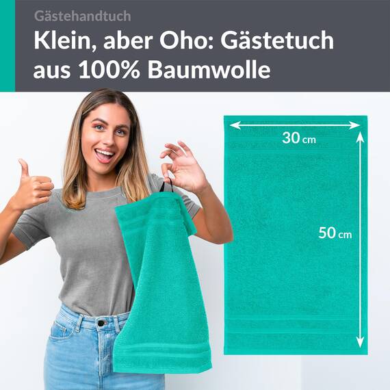 Lashuma Mini Handtuch 30x50 cm in Meeres Türkis, London Perfekt als Kinderhandtuch oder Gästehandtuch, Hochwertiges Frottee