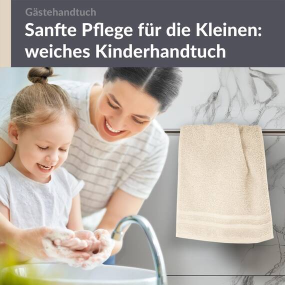 Lashuma Baumwoll Handtuch 30x50 cm in Natur, London Flauschiges Handtuch für das Gesicht, Kinder und Gäste