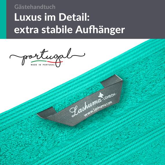Lashuma Mini Handtuch 30x50 cm in Meeres Türkis, London Perfekt als Kinderhandtuch oder Gästehandtuch, Hochwertiges Frottee