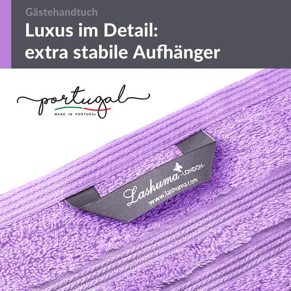 Lashuma Gästehandtuch 30x50 cm, London Flauschiges Handtuch fürs Gäste WC Lila - Flieder