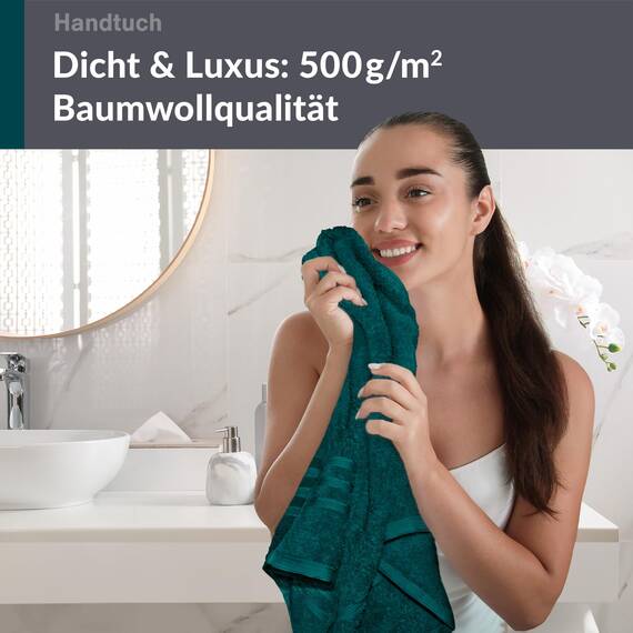 Lashuma Baumwollhandtuch 50x100 cm, London Flauschiges Frottee Kinderhandtuch Grün - Opal