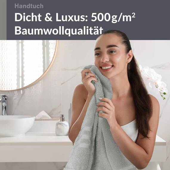 Lashuma saugstarkes Baumwollhandtuch 50x100 cm, London Frottee Handtuch Herren Grau - Stein