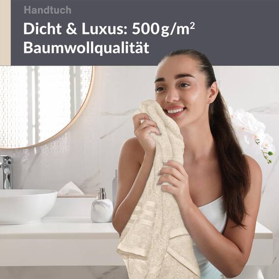 Lashuma Frottee Handtuch 50x100 cm Farbe Natur 100% Baumwolle - Flauschig, Schnell Trocknend, Ideal für Männer und Frauen