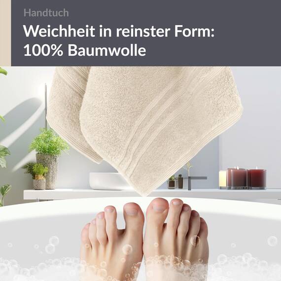 Lashuma Frottee Handtuch 50x100 cm Farbe Natur 100% Baumwolle - Flauschig, Schnell Trocknend, Ideal für Männer und Frauen