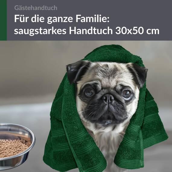 Lashuma Gästehandtuch 30x50 cm in Tannengrün, London Frottee Handtuch für das Gesicht und als Kinderhandtuch