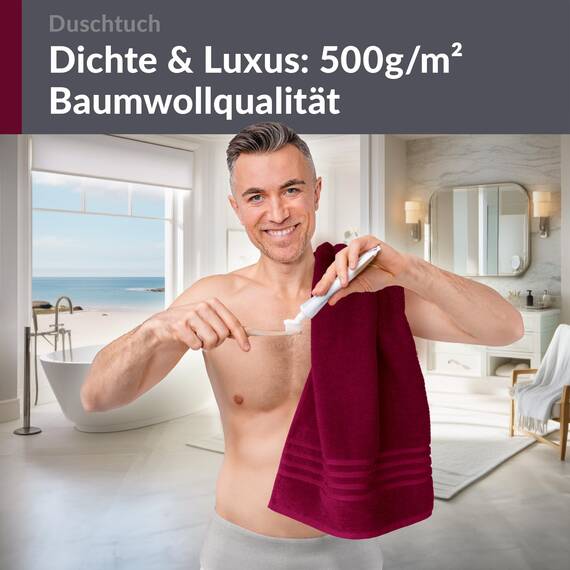 Lashuma Badetuch XXL 70x140 cm, London Frottee Luxus Duschtuch in Kirschrot für Damen, Ideal für Wellness und Urlaub