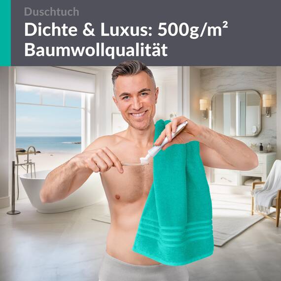 Lashuma XXL Badetuch 70x140 cm Meeres Türkis, London Duschtuch Perfekt für das Strandbad und Reisen, Frottee Badehandtuch für Herren