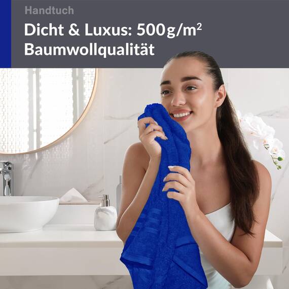 Lashuma Wellness Handtuch 50x100 cm aus 100% Baumwolle Azur Blau, Weich, Hautfreundlich, Ideal für das tägliche Bad oder als Geschenk