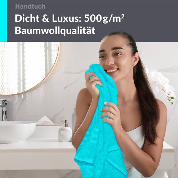 Lashuma Frotteetuch Türkis - Lagunen, London Deluxe Baumwoll Handtuch 50x100 cm