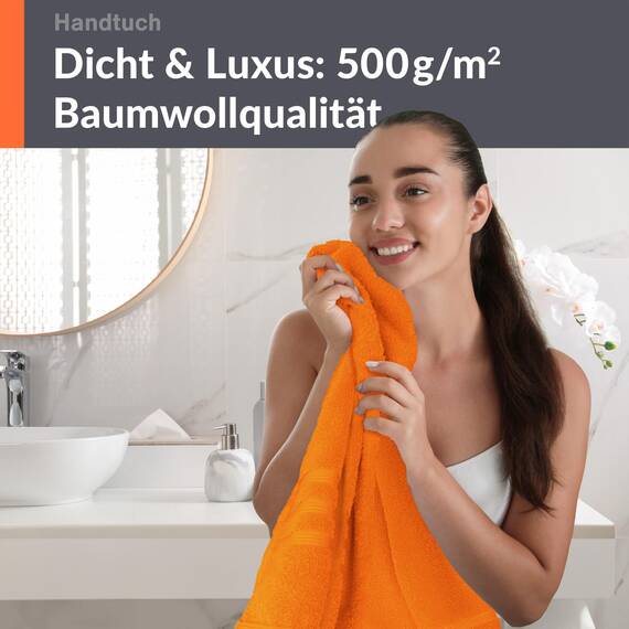 Lashuma Baumwollhandtuch 50x100 cm, London Frottee Handtuch Set Orange - Clementinen