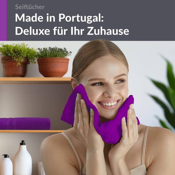 Lashuma Frottee 2X Seiftücher 30x30 cm Lila - Aubergine, London weiche Waschlappen Baby