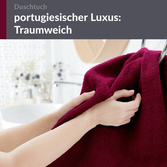 Lashuma Badetuch XXL 70x140 cm, London Frottee Luxus Duschtuch in Kirschrot für Damen, Ideal für Wellness und Urlaub