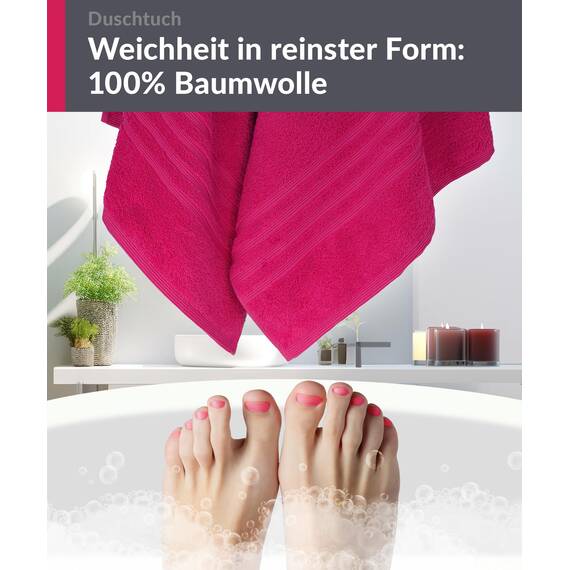 Lashuma Duschtuch 70x140 cm Baumwolle, London Flauschiges Badetuch Rot - Rhabarber