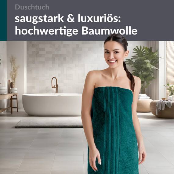 Lashuma Duschhandtuch 70x140 cm Baumwolle, London Frottee Handtücher für Bad - Dusche Grün - Opal