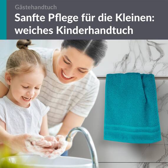 Lashuma kleines Handtuch 30x50 cm, London Baumwolle Frottee Gästehandtuch Grün - Nautic