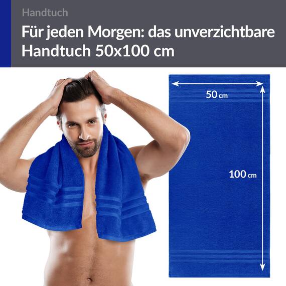 Lashuma Wellness Handtuch 50x100 cm aus 100% Baumwolle Azur Blau, Weich, Hautfreundlich, Ideal für das tägliche Bad oder als Geschenk