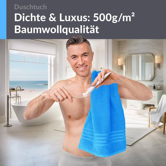 Lashuma Herren Duschtuch 70x140 cm Blau - Capri, London Baumwolle Schulter Badehandtuch