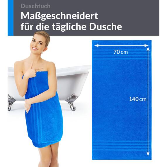 Lashuma Luxus Duschhandtuch 70x140 cm, London XXL Frottee Badetuch für Männer Karibik Blau, Weich, Saugfähig