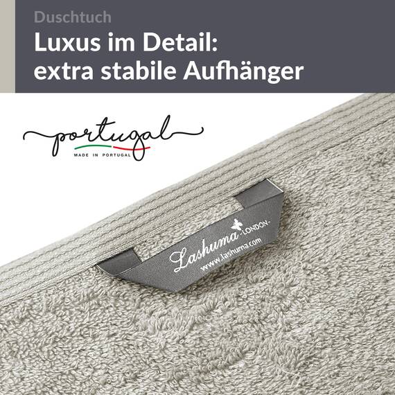 Lashuma großes Duschhandtuch 70x140 cm, London Luxus Handtuch - Badetuch für Männer Grau - Kiesel