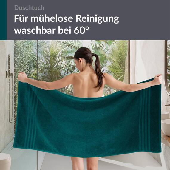 Lashuma Duschhandtuch 70x140 cm Baumwolle, London Frottee Handtücher für Bad - Dusche Grün - Opal