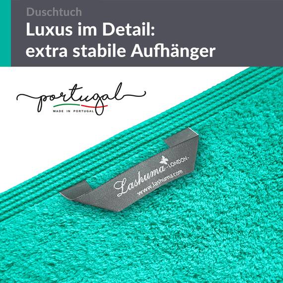 Lashuma XXL Badetuch 70x140 cm Meeres Türkis, London Duschtuch Perfekt für das Strandbad und Reisen, Frottee Badehandtuch für Herren