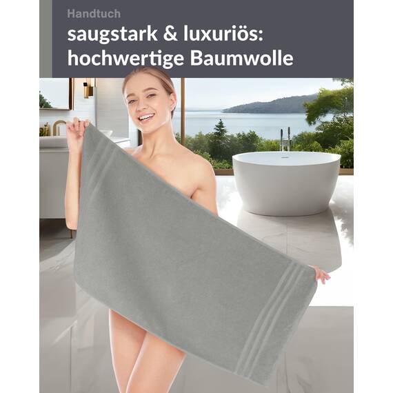 Lashuma saugstarkes Baumwollhandtuch 50x100 cm, London Frottee Handtuch Herren Grau - Stein